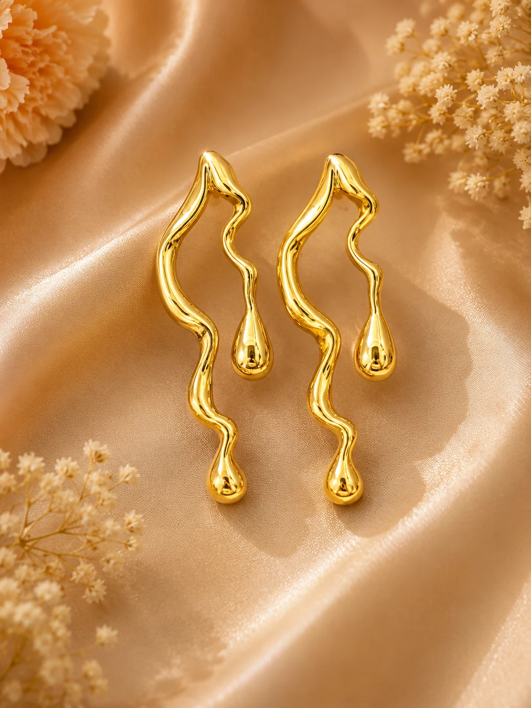 Gold Liquid Drip Dangle Earrings