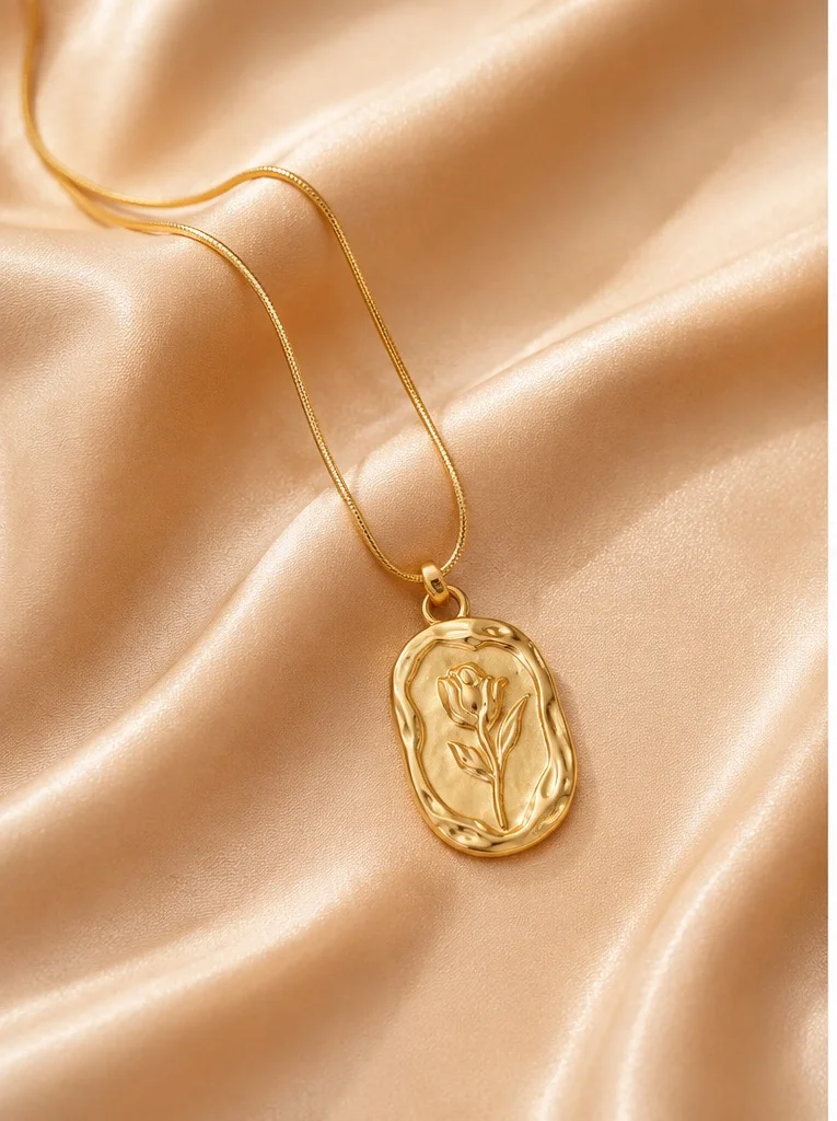 Golden Rose Pendant Necklace