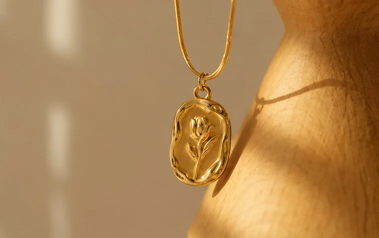 Golden Rose Pendant Necklace