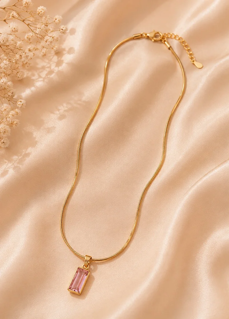 Pink Crystal Pendant Necklace