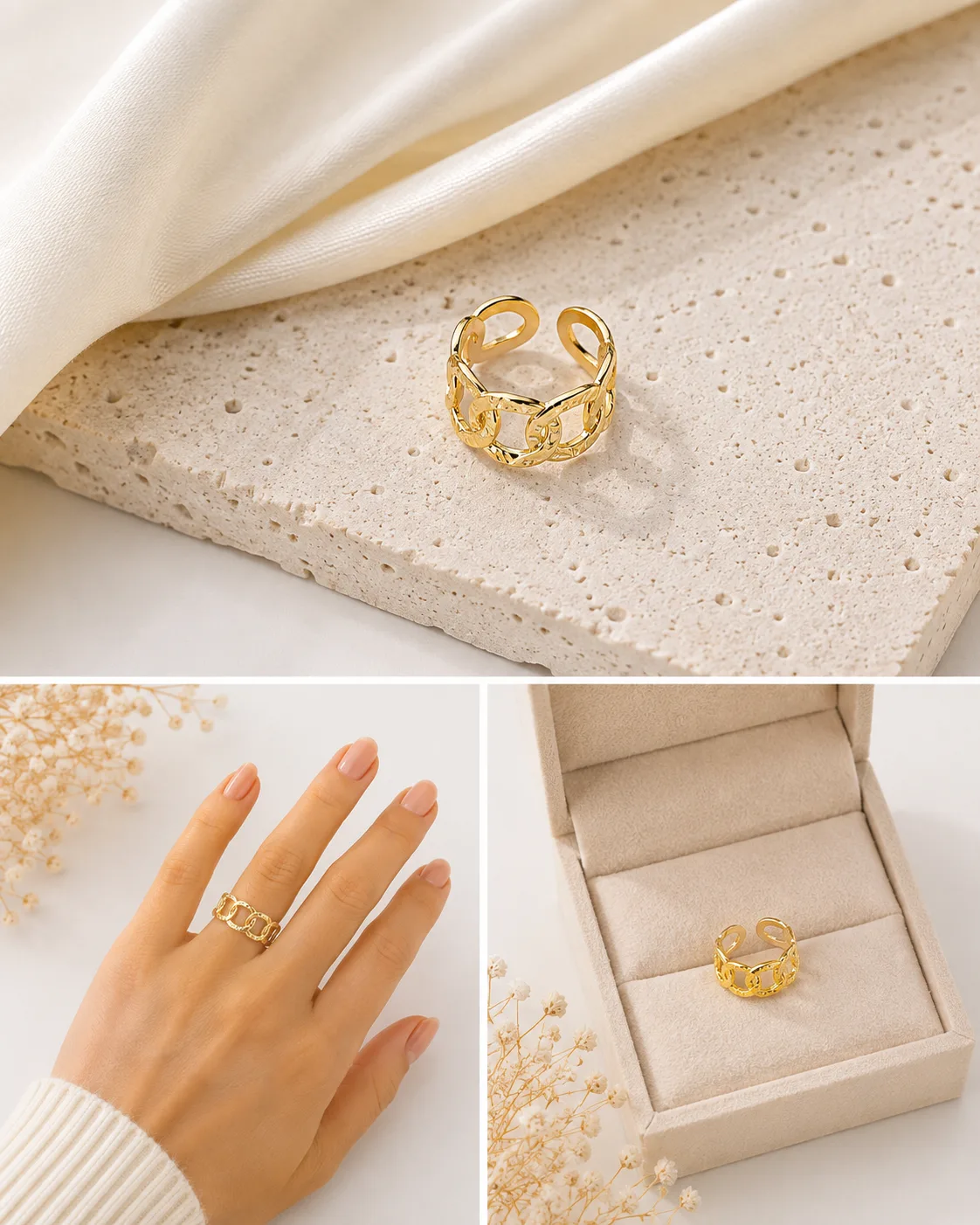 Golden Chain Link Ring