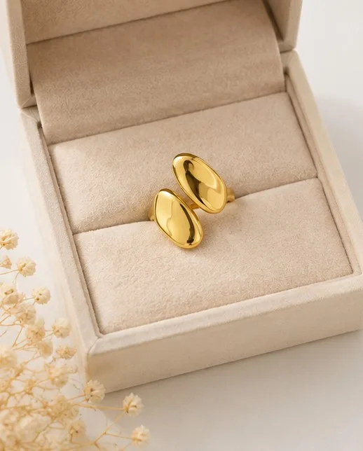 Golden Molten Pebble Ring