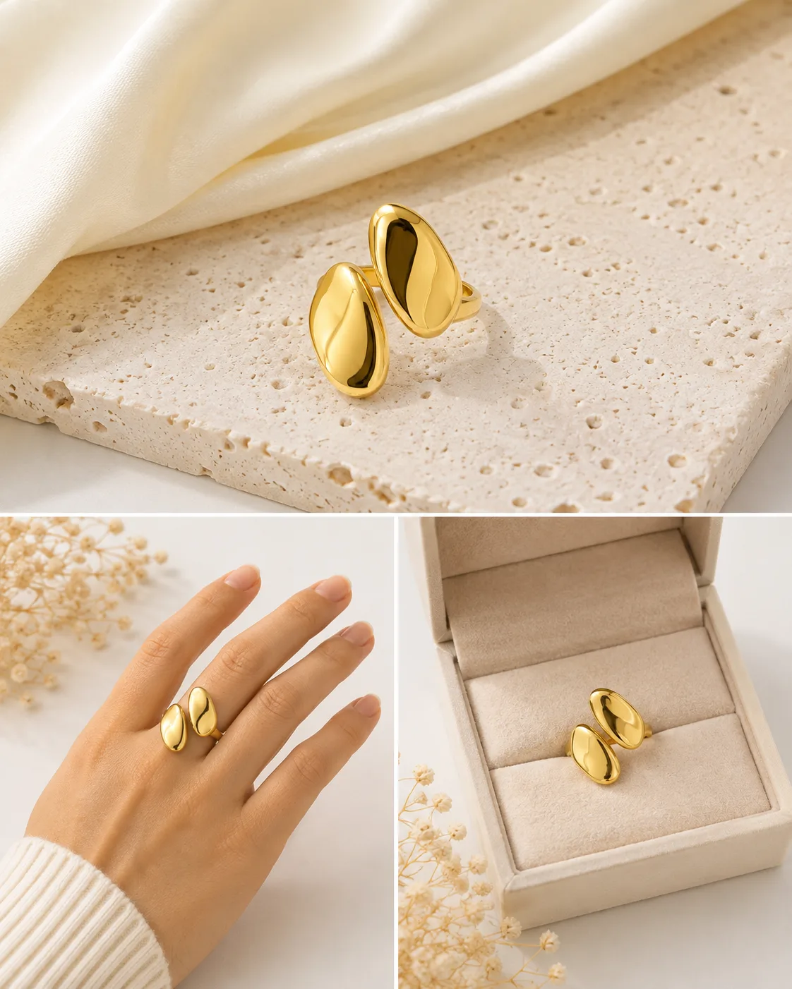 Golden Molten Pebble Ring