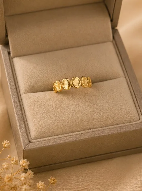 Golden Sunburst Engraved Ring