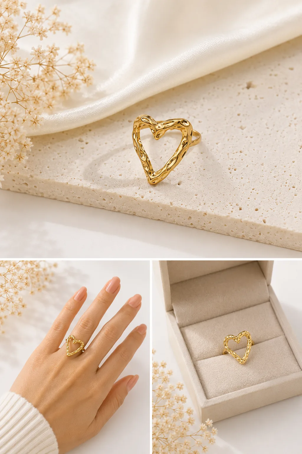 Open Heart Silhouette Ring