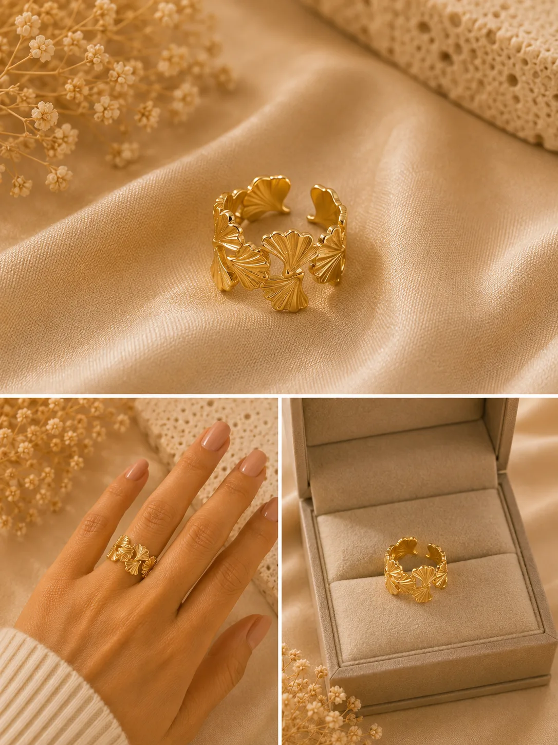 Sculpted Petal Flower Ring