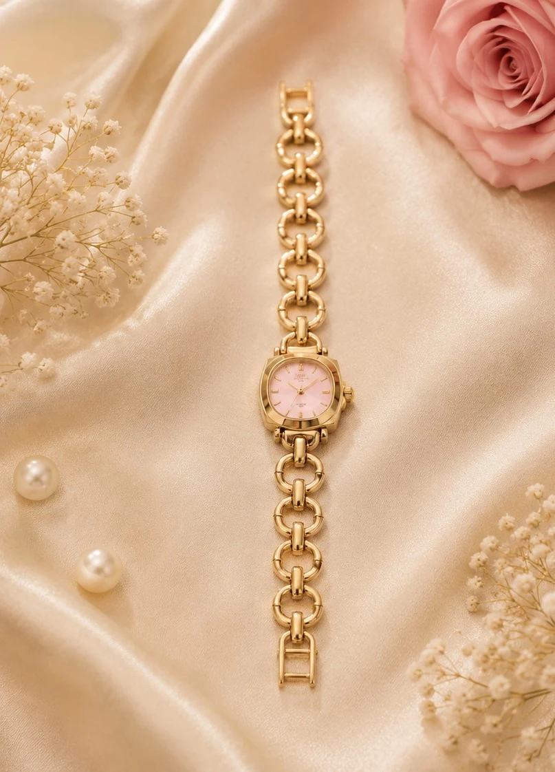 Golden-Pink Jewel Strap Watch