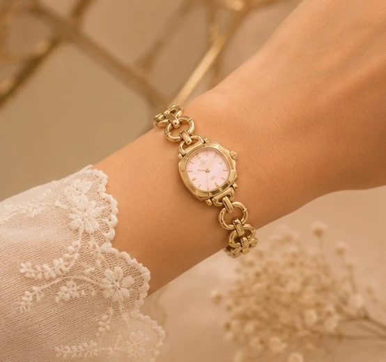 Golden-Pink Jewel Strap Watch
