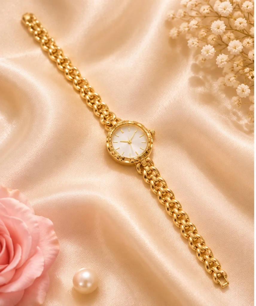 Pearl Dial Gold Bangle Watch