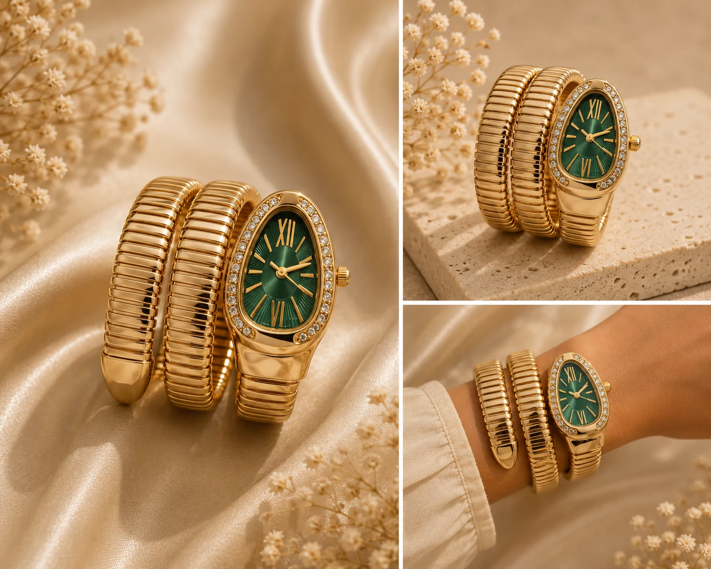Serpentine Chain Gold Watch